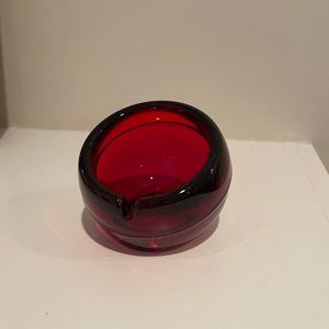 Viking Red Glass MCM Tilt Sphere Ashtray